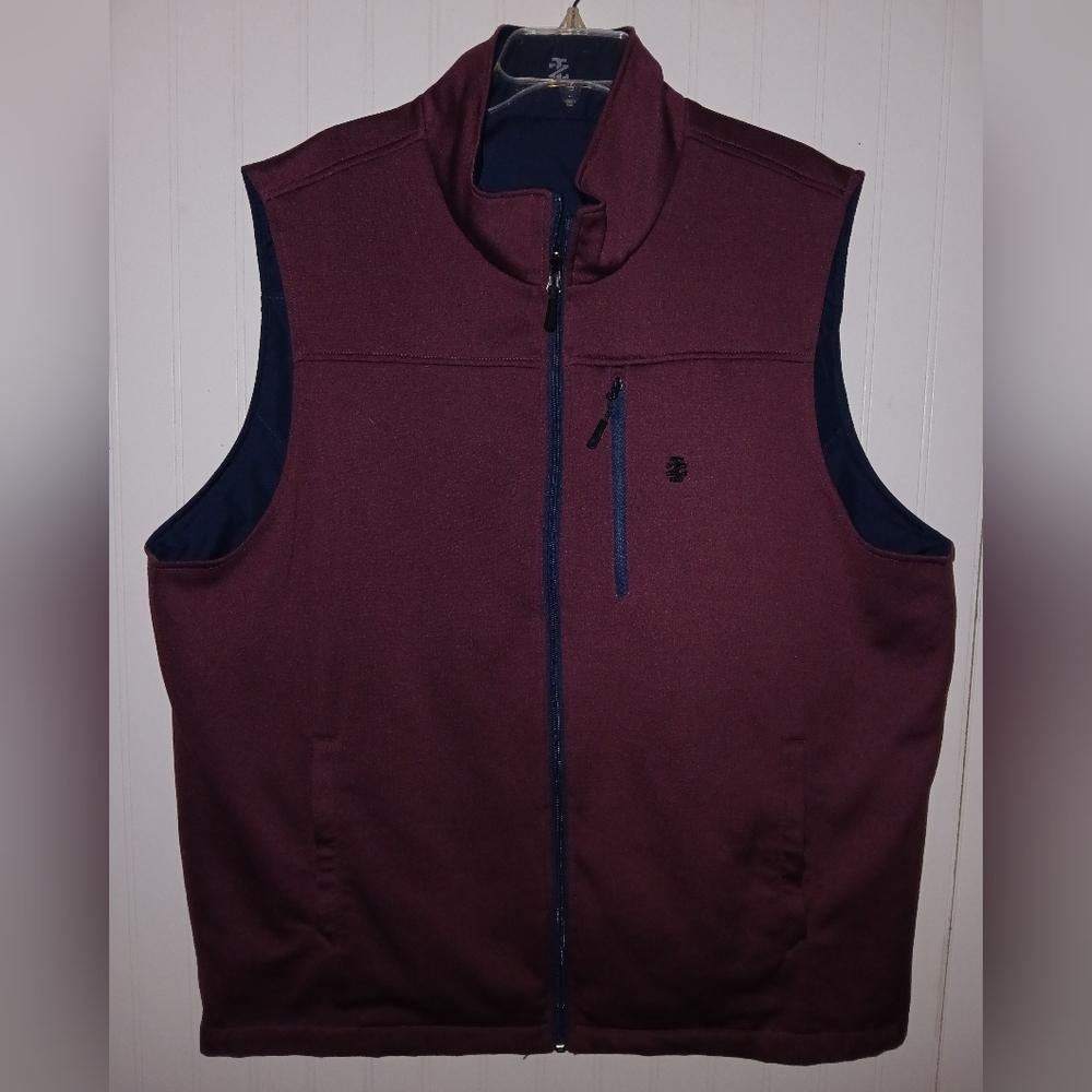 IZOD Men's XL navy Blue Burgundy Zip-up Vest